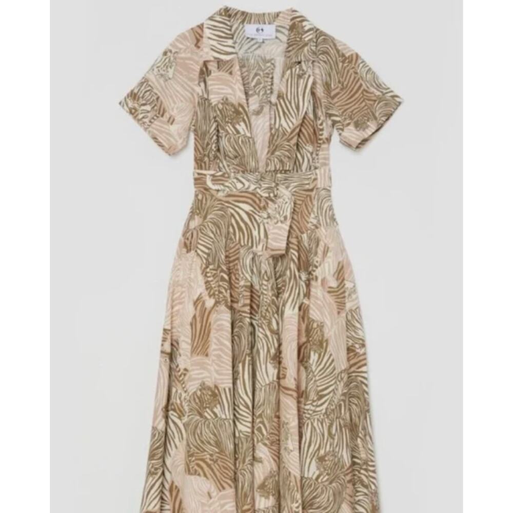 The Bright Side Indio Tiger Palm Maxi Shirt Dress Medium